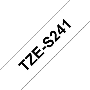 Taśma Brother TZe-S241 TZeS241 mocny klej, czarny na białym tle, 18mm