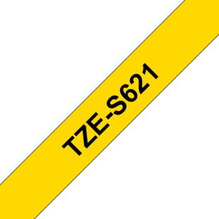 Taśma Brother TZe-S621 TZSe621 mocny klej, czarny na żółtym tle, 9mm