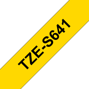 Taśma Brother TZe-S641 TZeS641 mocny klej, czarny na żółtym tle, 18mm