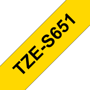 Taśma Brother TZe-S651 TZeS651 mocny klej, czarny na żółtym tle, 24mm