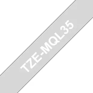 Taśma Brother TZe-MQL35 TZeMQL35 matowa, biały na szarym tle, 12mm