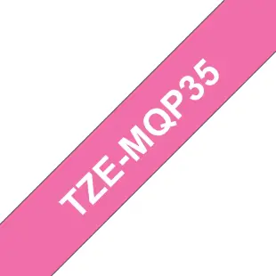 Taśma Brother TZe-MQP35 TZeMQP35 matowa, biały na różowym tle, 12mm