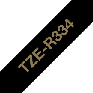 Taśma wstążkowa Brother TZe-R334 TZeR334 złoty na czarnym tle, 12mm
