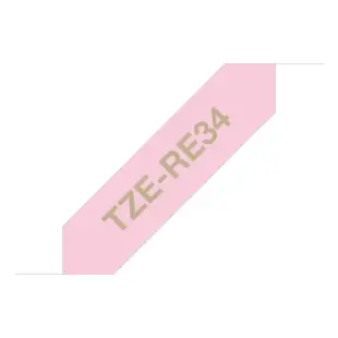 Taśma wstążkowa Brother TZe-RE34 TZeRE34 złoty na różowym tle, 12mm