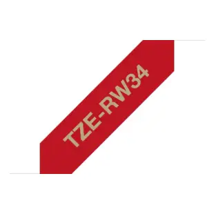 Taśma wstążkowa Brother TZe-RW34 TZeRW34 złoty na czerwonym tle, 12mm