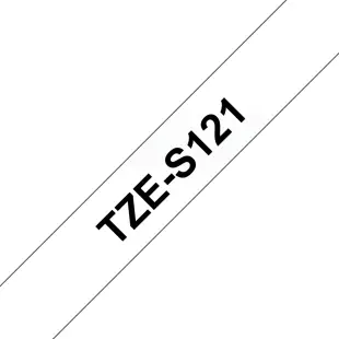 Taśma Brother TZe-S121 TZeS121 mocny klej, czarny na przeźroczystym tle, 9mm