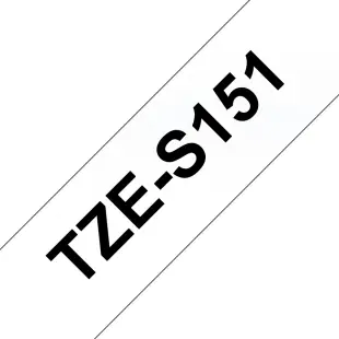 Taśma Brother TZe-S151 TZeS151 mocny klej, czarny na przeźroczystym tle, 24mm