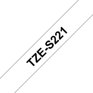 Taśma Brother TZe-S221 TZeS221 mocny klej, czarny na białym tle, 9mm