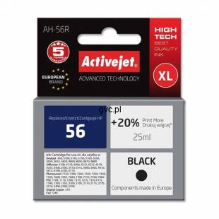 Tusz Activejet AH-56R (zamiennik HP 56 C6656A; Premium; 25 ml; czarny)-1435076