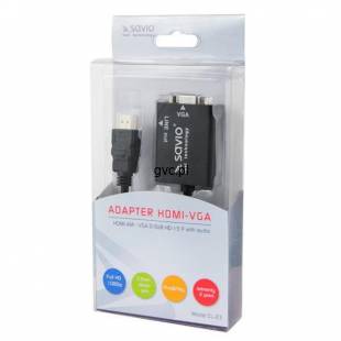 Adapter SAVIO cl-23 (HDMI M - D-Sub (VGA) F; 0,20m; kolor czarny)-2138386