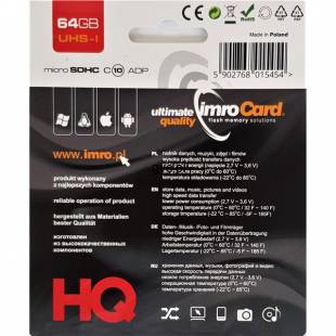 Zestaw kart pamięci IMRO 10/64G UHS-I ADP (64GB; Class 10, Class U1; + adapter)-2179267