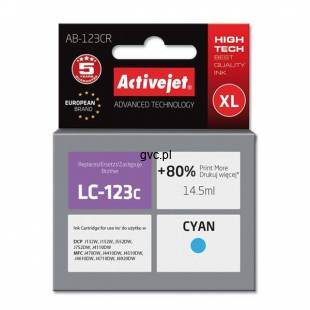 Tusz Activejet AB-123CR (zamiennik Brother LC123C/121C; Premium; 14.5 ml; niebieski)-1434594
