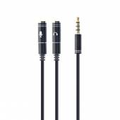 Kabel GEMBIRD CCA-417M (4-Pin, Mini Jack M - 2x Mini Jack F; 0,20m; kolor czarny)-1420468