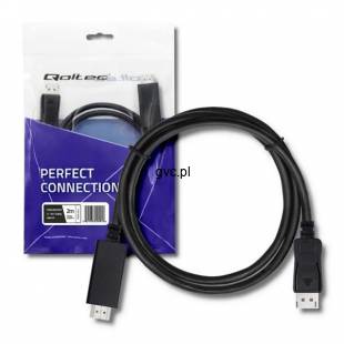 Kabel Qoltec 50441 (DisplayPort M - HDMI M; 2m; kolor czarny)-2358562