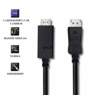 Kabel Qoltec 50441 (DisplayPort M - HDMI M; 2m; kolor czarny)-2358563