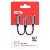 UNITEK ADAPTER USB-C - 2X USB-C, 18W, AUDIO, M206A