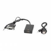 Adapter Lanberg AD-0021-BK (D-Sub (VGA), Mini Jack M - HDMI F; 0,20m; kolor czarny)-905746