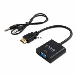 Adapter SAVIO CL-23/B (HDMI M - D-Sub (VGA) F; 0,20m; kolor czarny)-996673